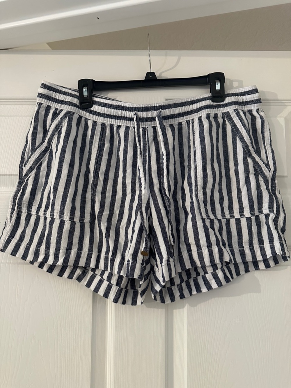 St. John's Bay Navy and White Striped Drawstring Athletic Shorts